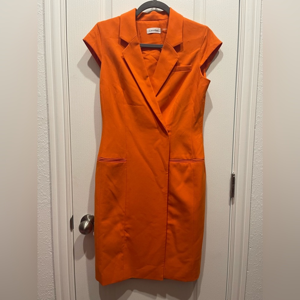 Calvin Klein Orange Button Wrap Dress Size 6